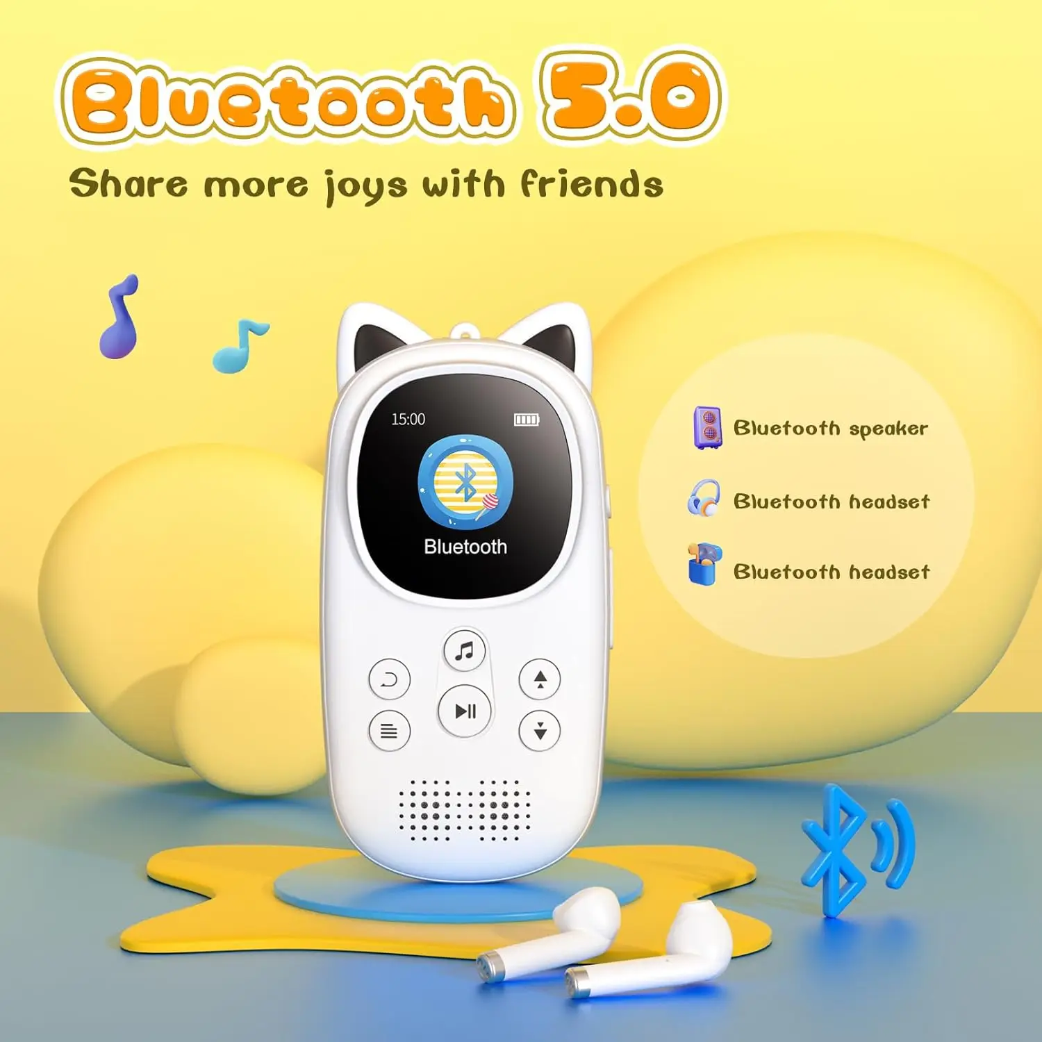 Kids Portable Bluetooth MP3 Player with Speaker and Headphones