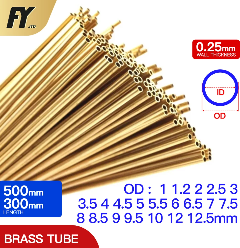 Brass pipe 0.25mm wall thickness 112.5mm OD brass tube 300 500mm