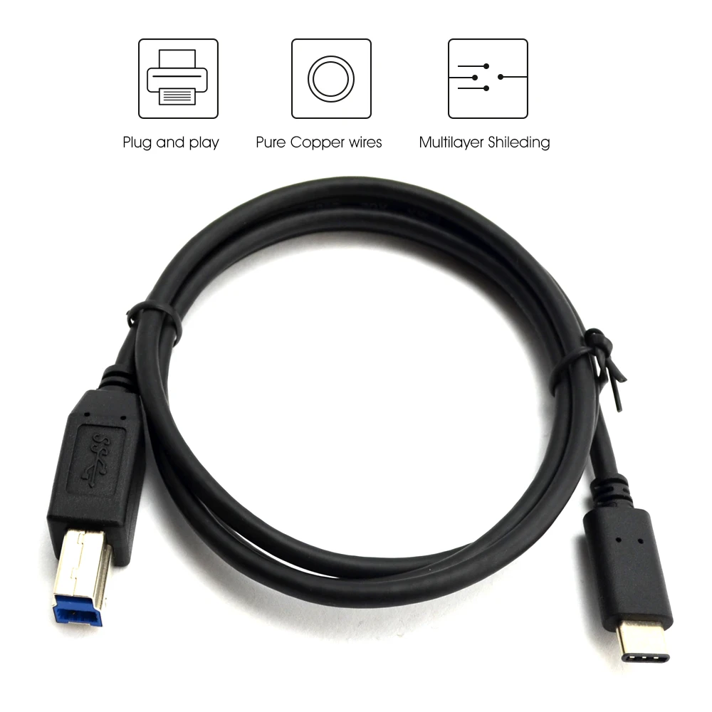 Câble USB C Mâle vers USB B 2.0 Type Mâle Cordon Imprimante Type C 1.8M  Fasgear