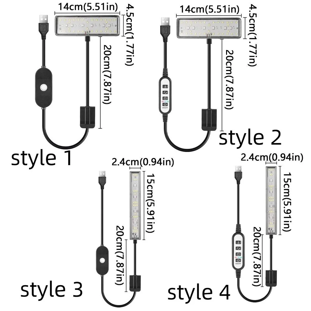 Dimmable Aquarium LED Light 360° Rotatable Super Slim Full Spectrum Grow Lamp High Brightness Clip-on Fish Tank Light