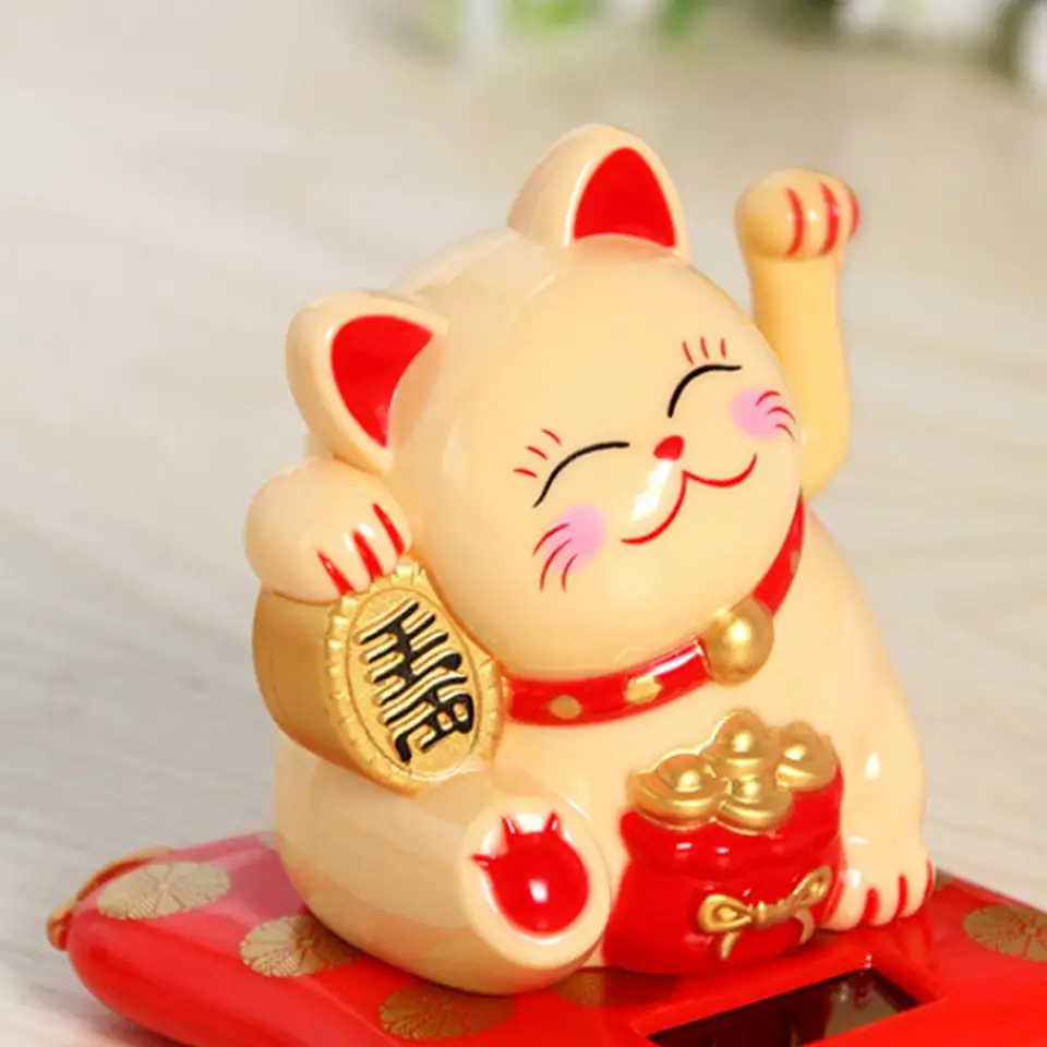 Figurine Chat Qui Hoche La Tête à Énergie Solaire - Décoration Voiture Ou Maison - Porte-Bonheur Japonais
