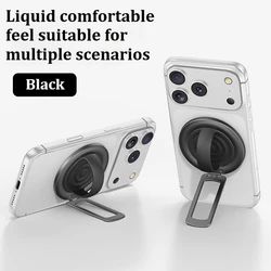 Sleek Aluminum Alloy 360° Magnetic Mobile Phone Stand with Silicone Ring Grip (Black)