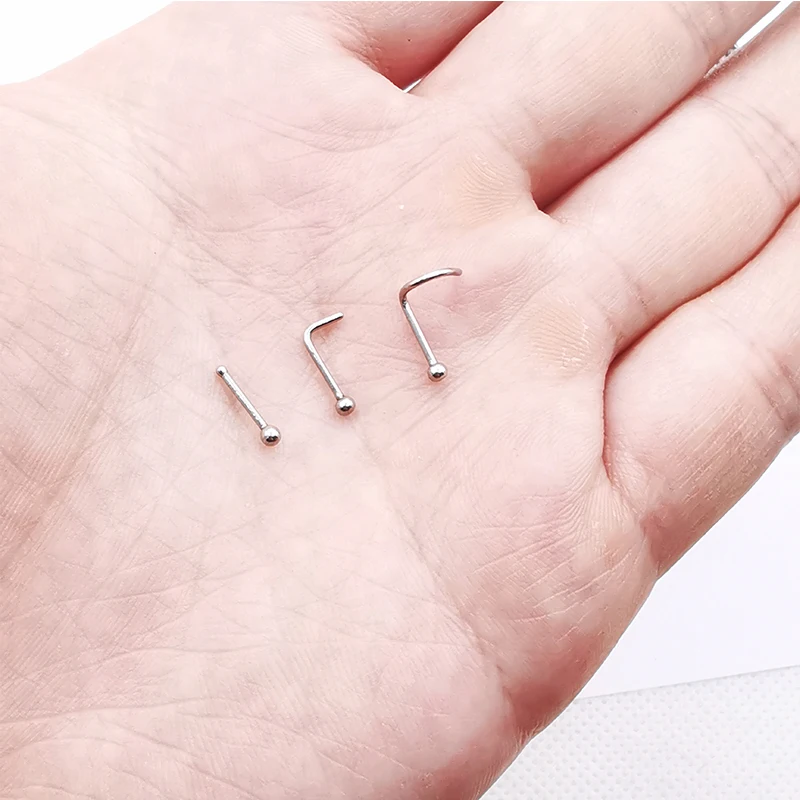 Stainless Steel Nose Studs Ring Screw Bar Bone Nostrils Rings Body Piercing Jewelry 10/20/50 Pcs piercing jewelry,nose rings,body piercing jewelry,body jewelry,nose studs