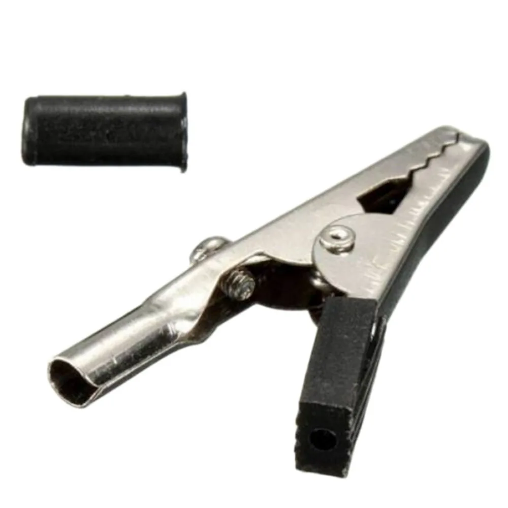 Insulated Crocodile Clips Plastic Handle Cable Lead Testing Metal Alligator Clips Clamps 55mm Length 2Pcs/lot