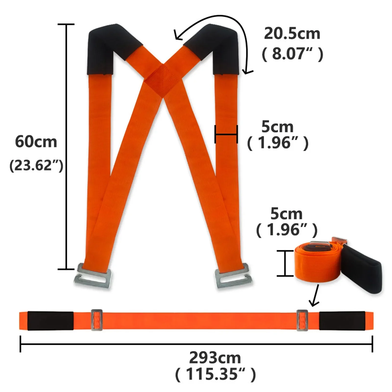 2-Person Lifting and Moving Appliance for Harness Moving Mattress Couch Furniture Heavy Things Body Strap Wrist Strap