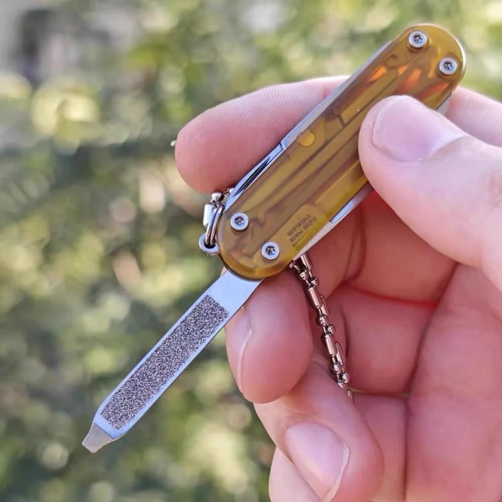 Easy pei griff neue 58mm multifunktion ale diy kleine schere klappmesser schlüssel bund offene box express messer outdoor edc werkzeug – Detail 4