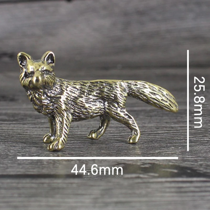 

Solid Brass Fox Figurines Miniatures Desk Ornaments Tea Pet Crafts Retro Small Animal Statue