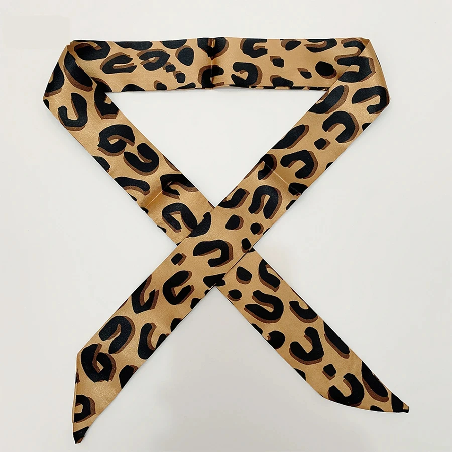 2026 Neue Modische Leopardenmuster Seiden-Haarbänder Schal Damen Elegantes Bandana Halstuch Kopfbänder Foulard Damenschals – Detail 8