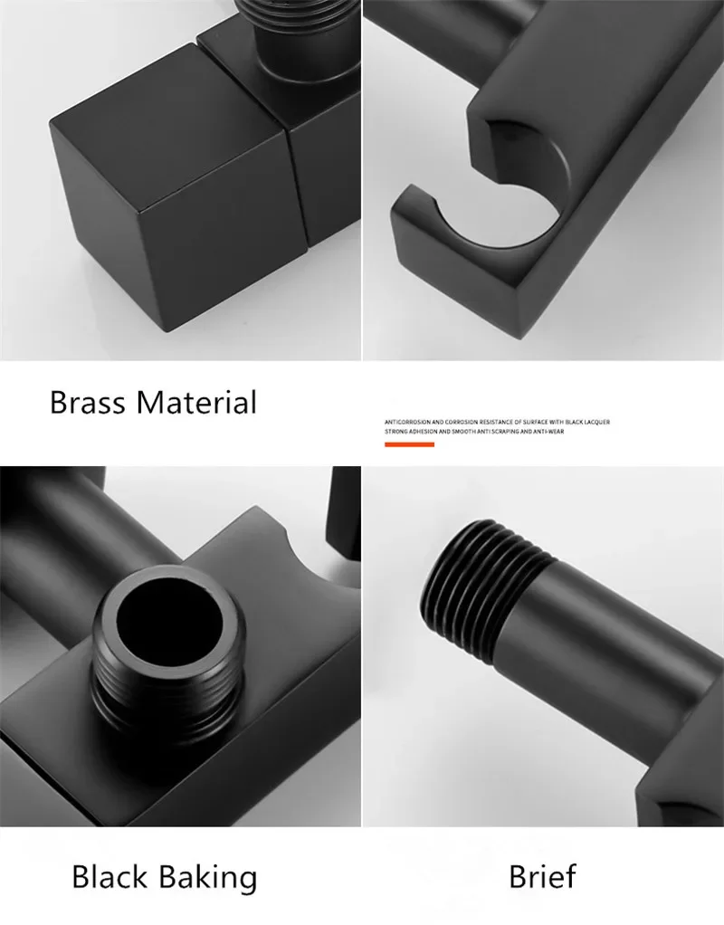 Description Picture 6 of itemHand Held Bidet Sprayer Douche Toilet Kit Bidet Faucet Black Brass Square Shattaf Shower Head Copper Valve Jet Bidet