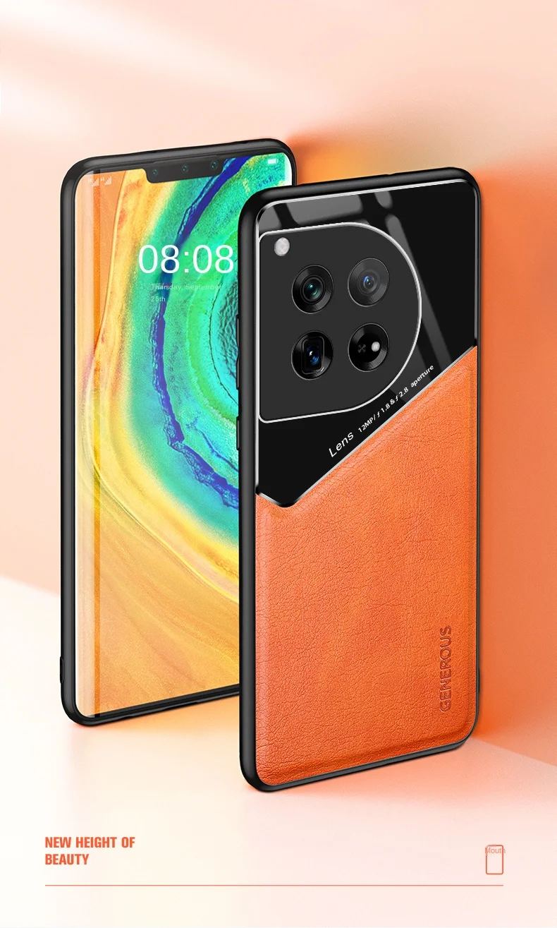 Coque téléphone texture cuir avec support magnétique oneplus pro_voghion.com