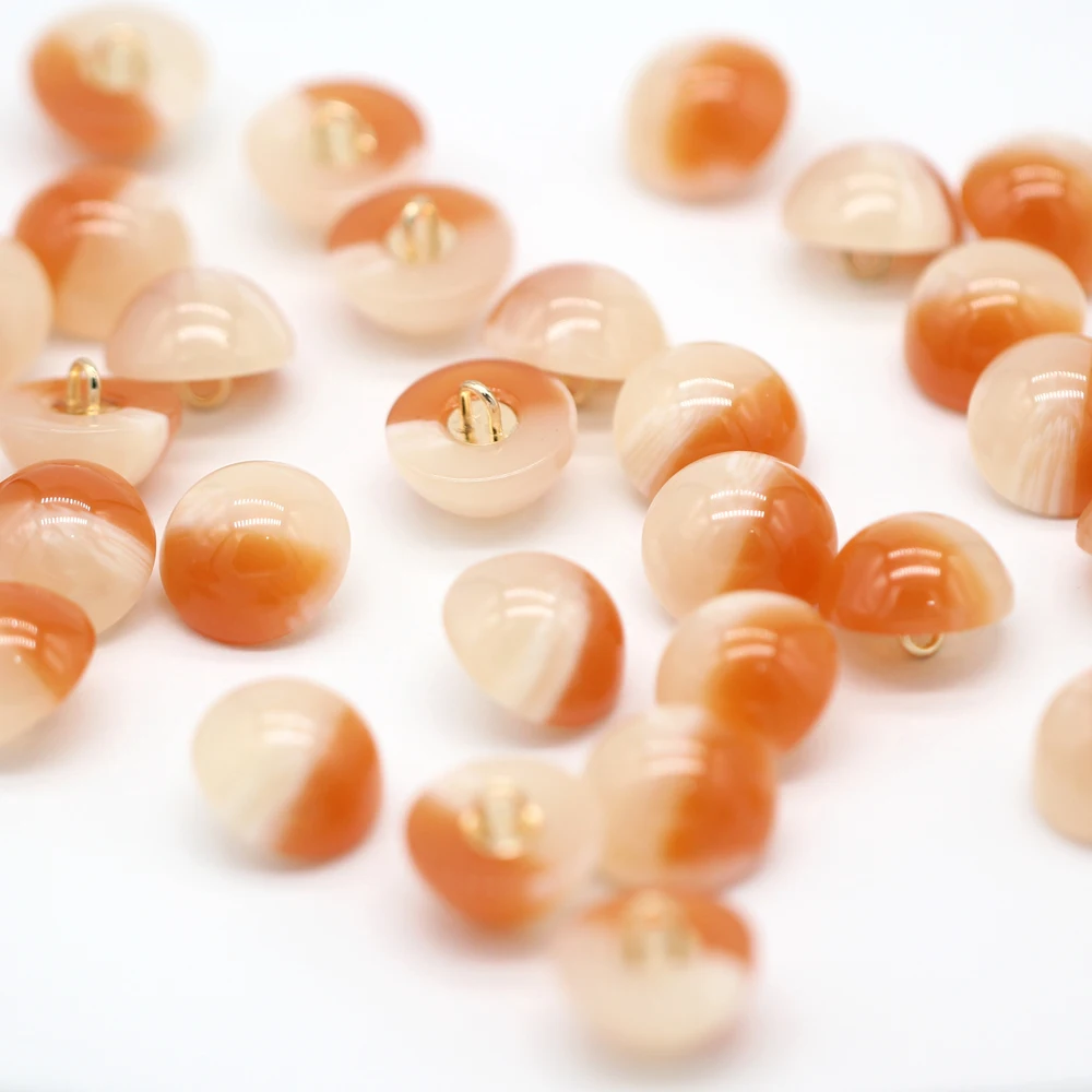 HENGC 20Pcs 11/15mm 오렌지 버섯 수지 단추 의류 여성 셔츠 드레스 코트 자켓 DIY 공예 수제 장식