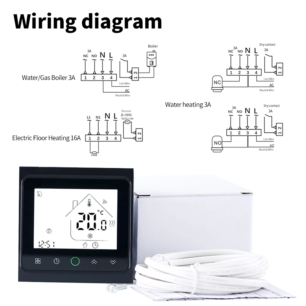 Smart WiFi Thermostat with Voice Control and Digital LCD Display