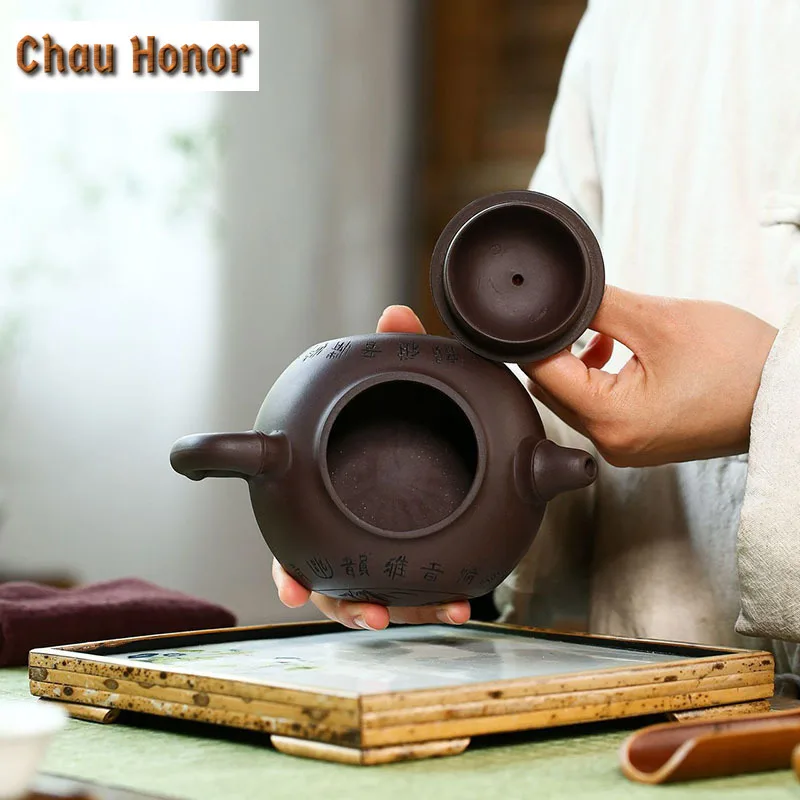 300ml Yixing Raw Ore Old Purple Clay Household Handmade Zisha Teapot Chinese Kung Fu Tea Set Tea Ceremony Accessories Customized