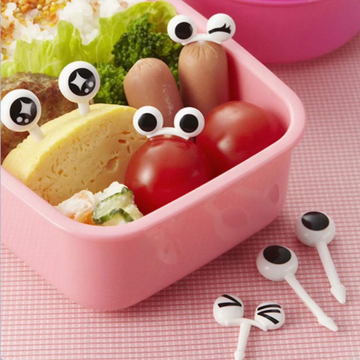 10pcs/set Mini Eye Cartoon Expression Fruit Fork Plastic Fruit Toothpick For Children Harmless