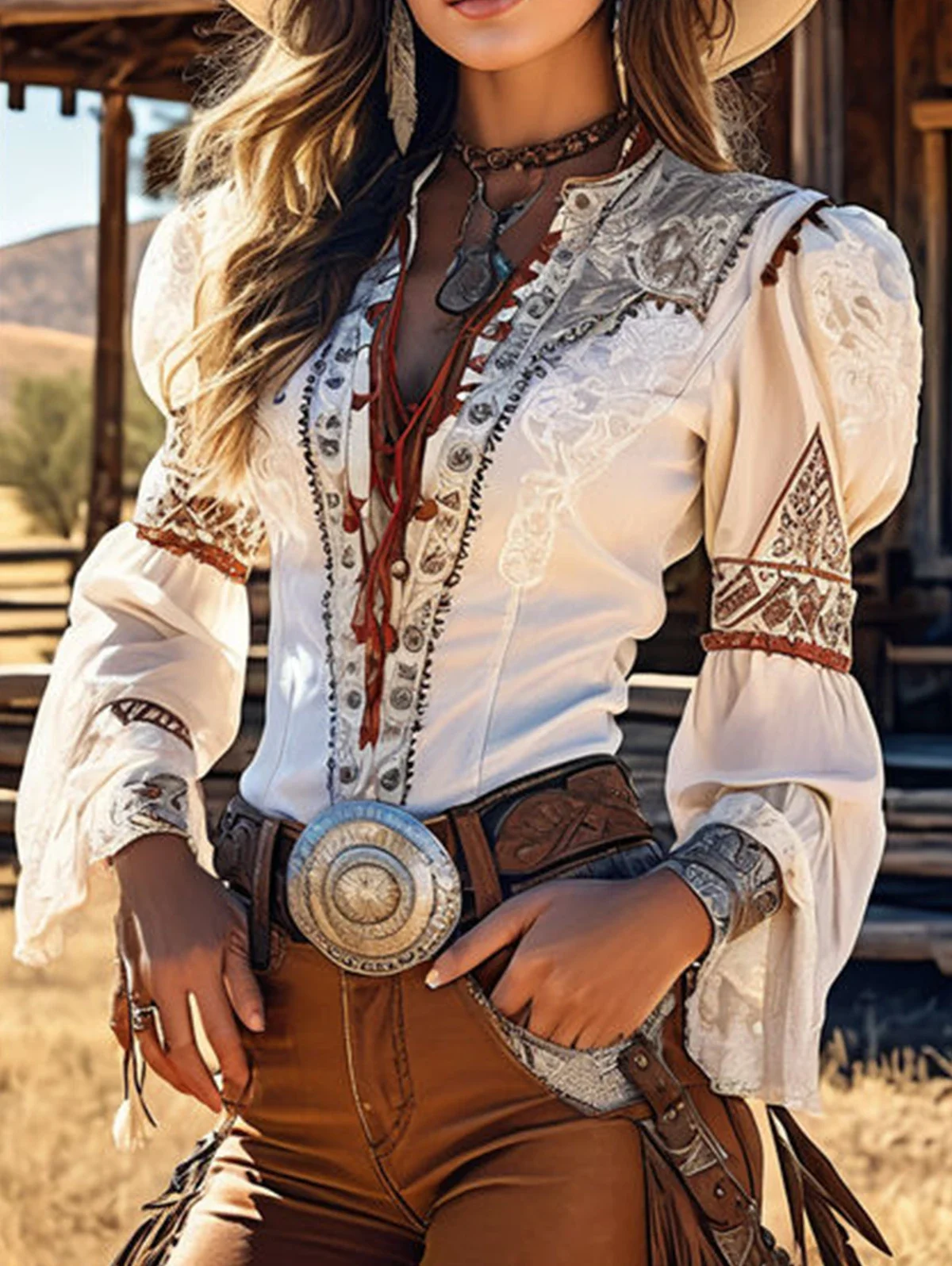 Camicia Cowgirl Let's Go Con Teschio Di Mucca – Donna – Vestibilità Rilassata, Stile Rodeo Vintage Sbiancato
