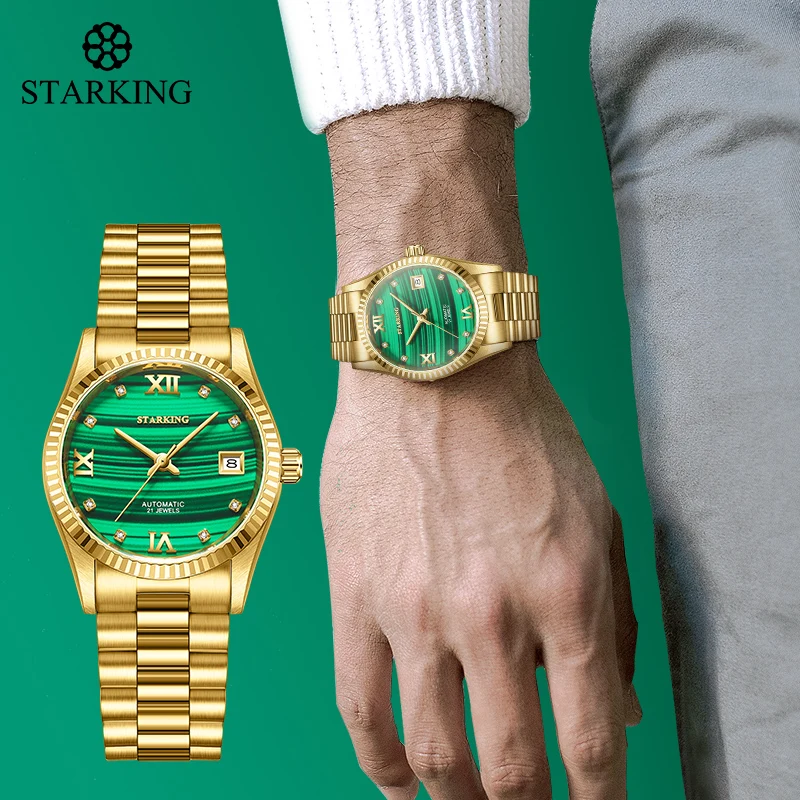 

Оригинальные женские часы STARKING Star Emperor, простые автоматические механические часы, роскошные маленькие зеленые часы, водонепроницаемые часы