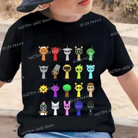 New Sprunki Kids T-shirt Cartoon Game Sprunki Printed Tops Tees Boys Girls Casual Short Sleeve Tshirt Summer Children's Clothing 1