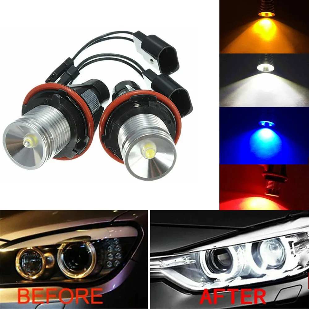 

2Pcs Angel Eyes For BMW E39 E60 E63 E64 E53 5 6 7 X3 X5 Marker Light Bulbs Bright Headlights Replacement Car Accessory