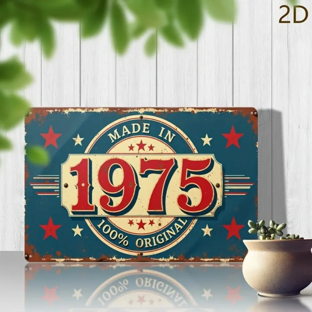 1개 빈티지 1975 메탈 틴 사인 월 아트 - `1975년 제작 100% 오리지널` 러스..
