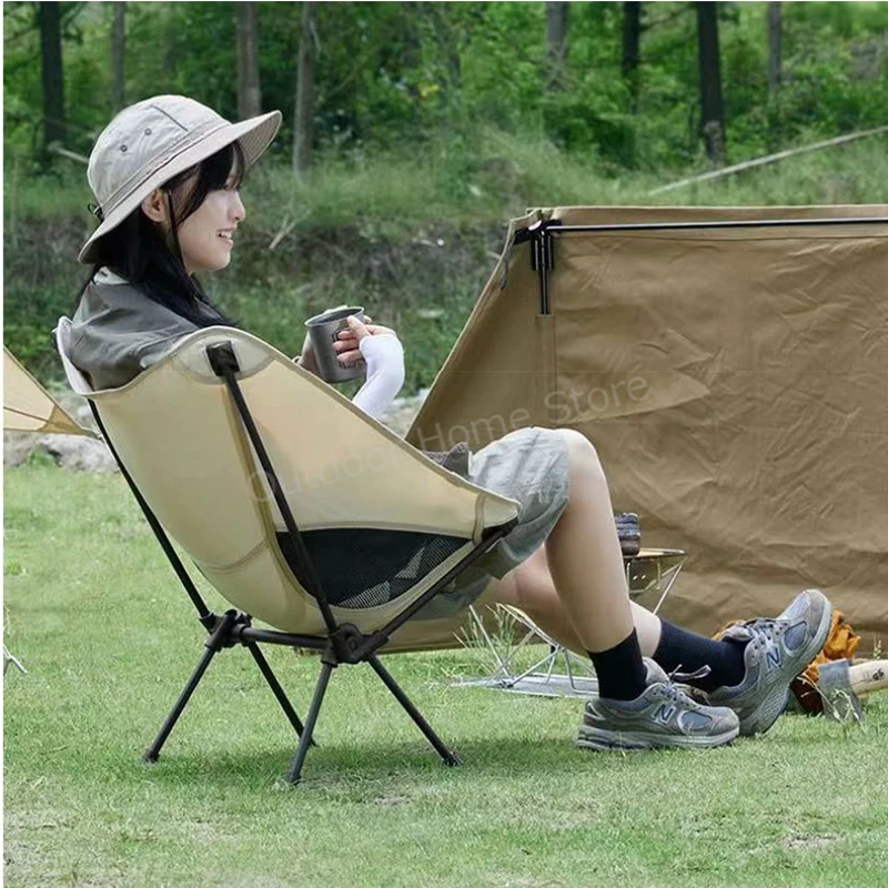 

Portable Camping Chair Travel Ultralight Folding Camp Moon Chair Picnic Seat Foldable Fishing Chair Beach Lightweight Chairs