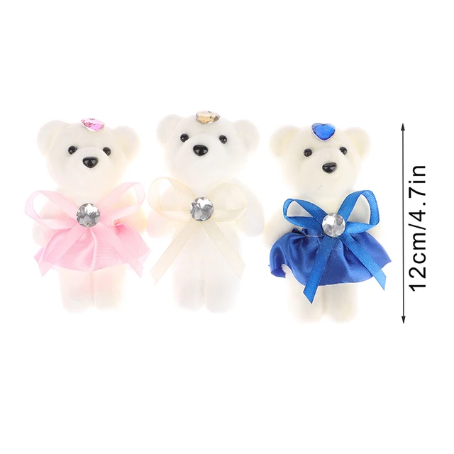 10Pcs 12cm Bear Flower Bouquet Toy Cartoon Doll Teddy Bear Bouquet Graduation Birthday Wedding Gifts Party Decor 6