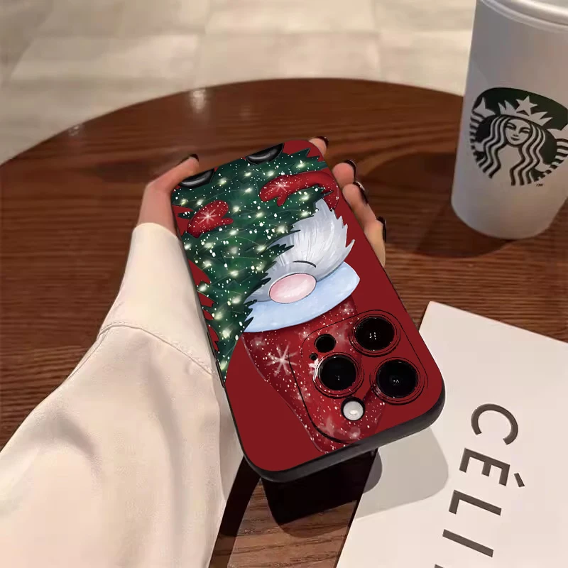 Festive Santa Claus & Elk Christmas Tree Shockproof Phone Case