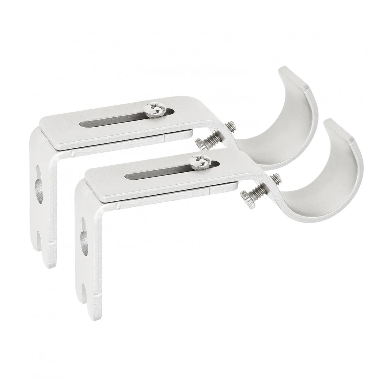 2 Pcs Adjustable Single Curtain Rod Brackets Holder Silver Brown Black for 1 Inch Curtain Rod