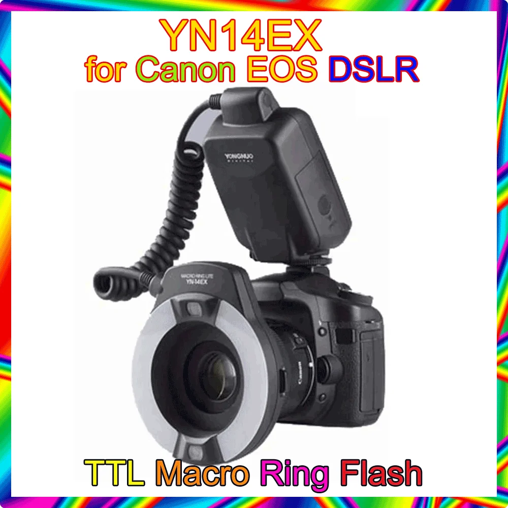 YONGNUO YN-14EX YN14EX TTL 매크로 링 플래시/LED 플래시 라이트(캐논 MR-14EX용 어댑터 링 포함) 캐논 EOS DSLR 카메라용