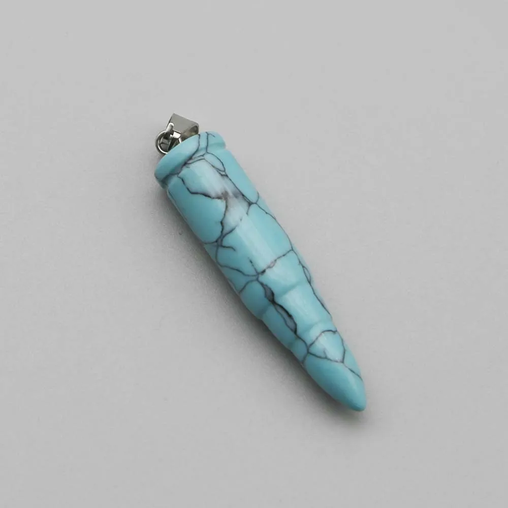 Natural Stone Multicolor Cone Bullet Pendant Crystal Agate Necklace Fashion Charm Accessories Jewelry Making Gift Wholesale 8PCS