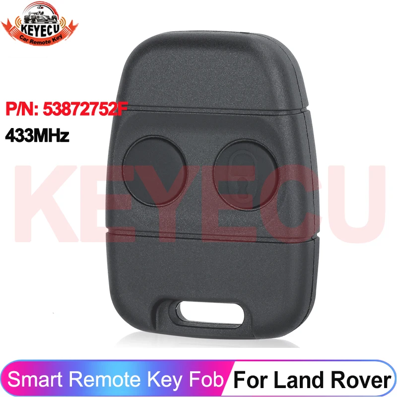 กุญแจรีโมท KEYECU 2 ปุ่ม 433MHz สำหรับรถยนต์แลนด์โรเวอร์ ดิสคัฟเวอรี่ ฟรีแลนเดอร์ ZS ZR 200 400 25 45 C50 สำหรับรถยนต์เอ็มจี สำหรับรถยนต์นิสสัน KHH3TXB 53872752F