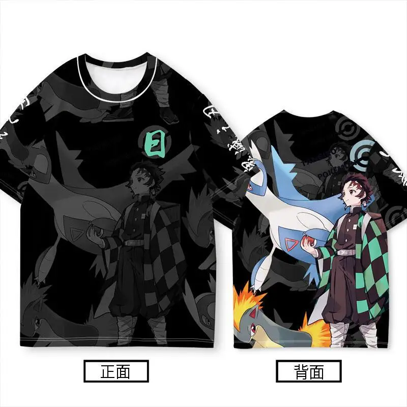 

New Product Anime Ghost Slayer Digital Printing Loose Trendy Short Sleeve Fashion Versatile T-Shirt Comfortable Children's Wear
