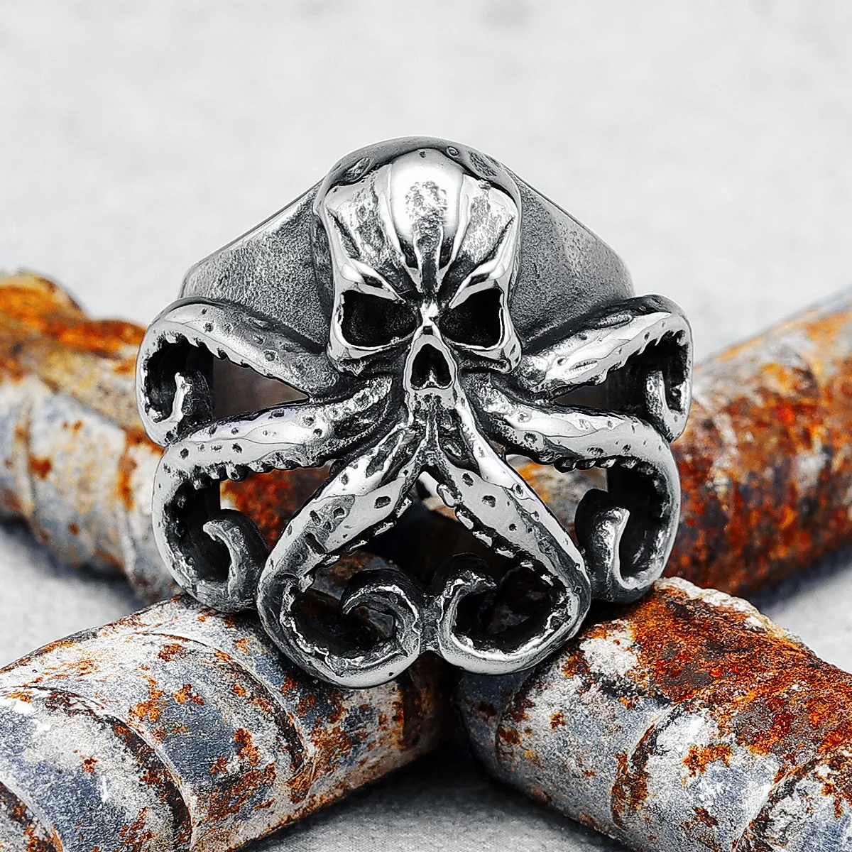 Octopus Captain Rings Anello In Acciaio Inossidabile Punk Rock 316L Di Alta Qualità Per Biker Rider Maschio Fidanzato Gioielli Miglior Regalo All'Ingr