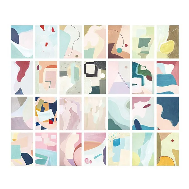 27/28pcs Cartoon Business Cards Birthday Hand Drawn Postcard MINI Message Card Flowers Envelope Postcards Student Stationary K