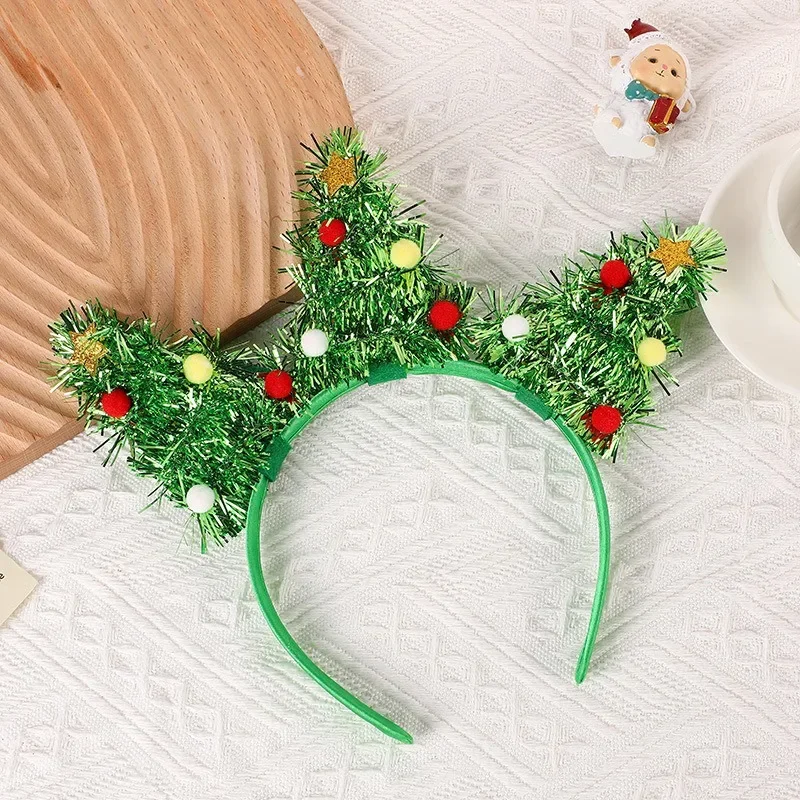 Christmas Headbands Christmas Tree Colorful Ball Golden Star Headwear Xmas tree Merry Christmas Decor Happy New Year 2025
