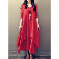 2025 Vintage Cotton Linen Dress for Women Mori Girl Style Casual Dress Comfy Loose Long Sleeve Robe Females Plus Size Long Skirt - Image 6