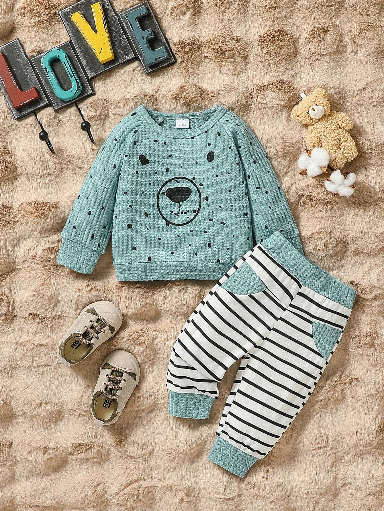 Baby Waffle Long Sleeve Pantsuit 1