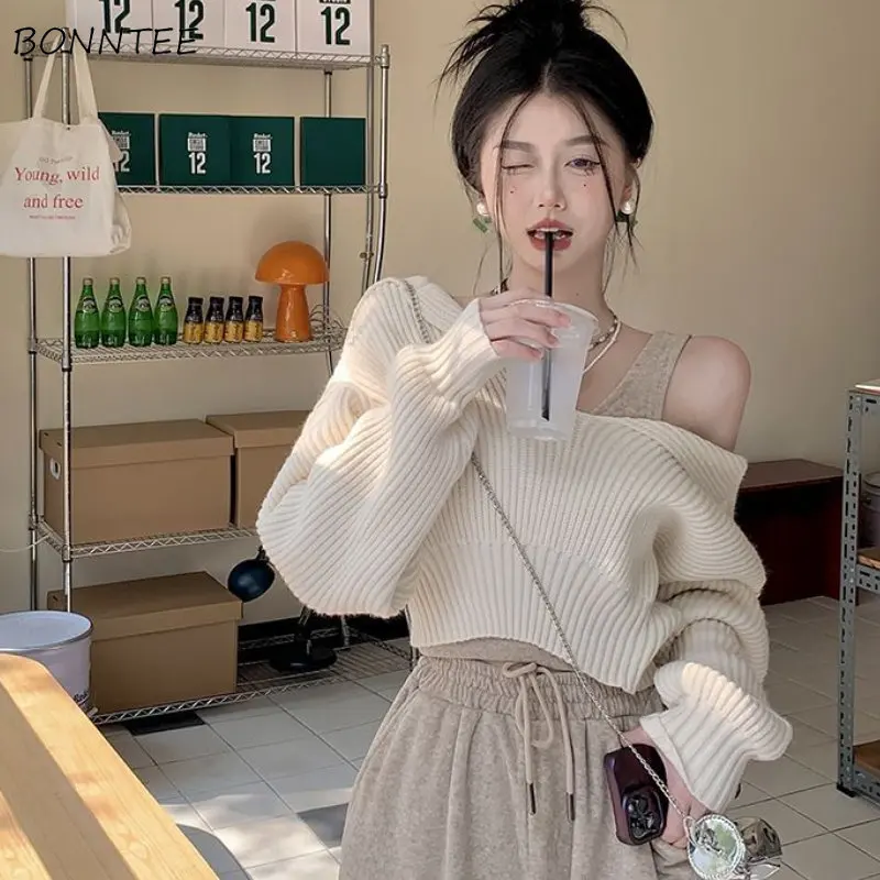 Imported Knitting Fullslevees Crop Top | Wholesale Korean Womens Wear    - ZF-66
