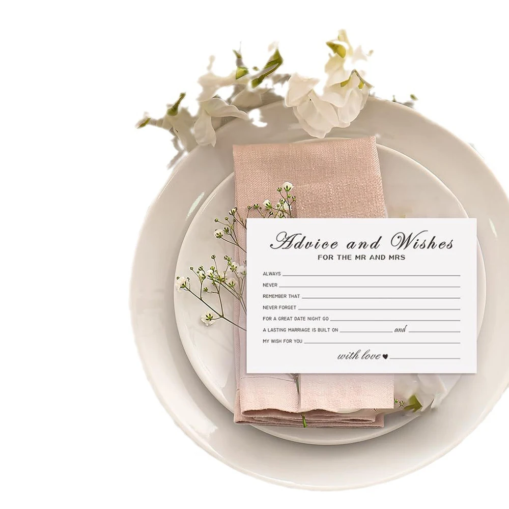 Greeting Cards Wedding Invitations Wedding Table Cards Wedding Name Cards Wedding Favor Tags Wedding Scratch Cards 50Pcs Advice Cards Note Marriage Advice Reception Decor Wedding Well Wishes Cards Bride and Groom Newlyweds Bridal Shower