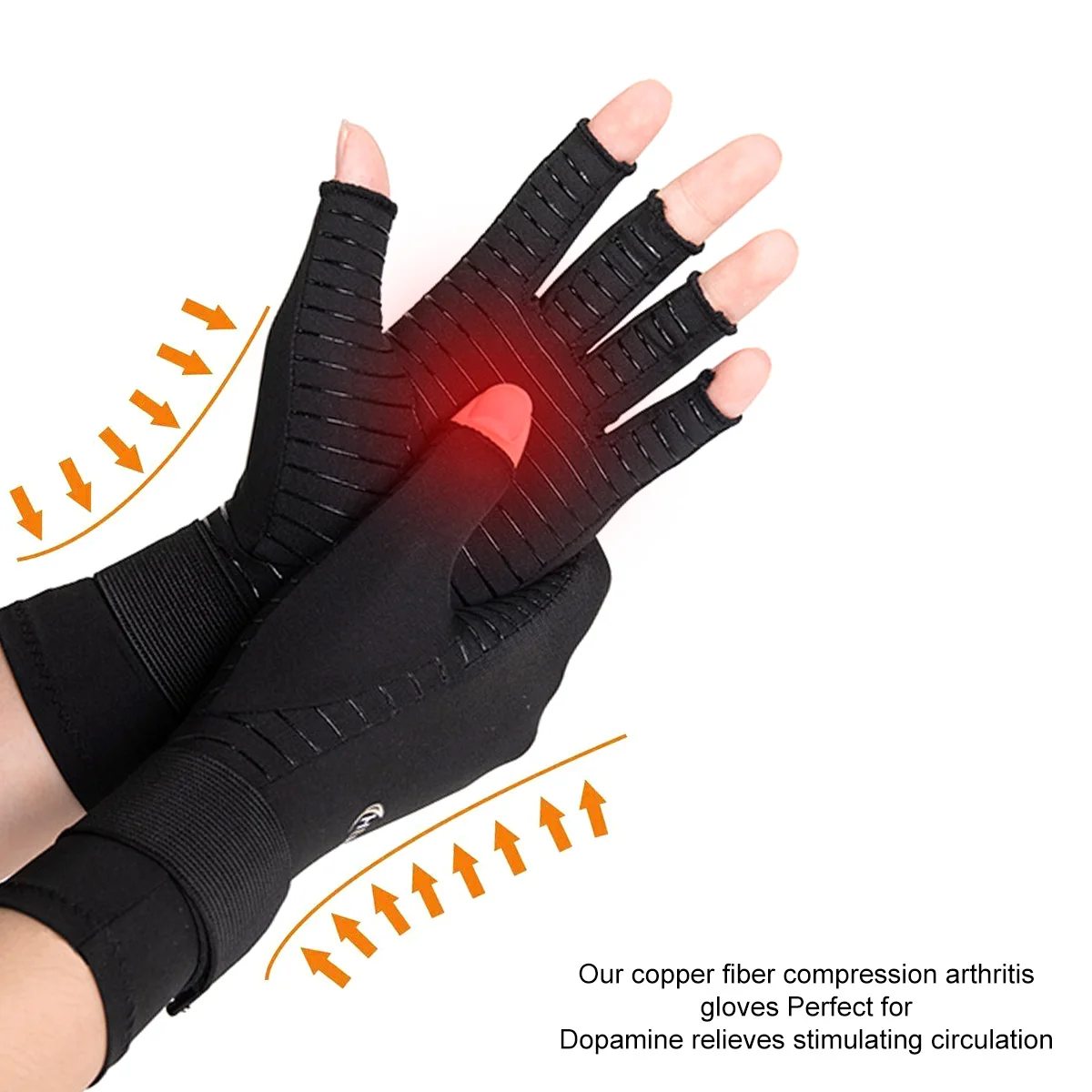 

Compression Arthritis Gloves With Strap Non-Slip Breathable Compression Gloves Outdoor Health Care Copper Fiber Pressure Gloves