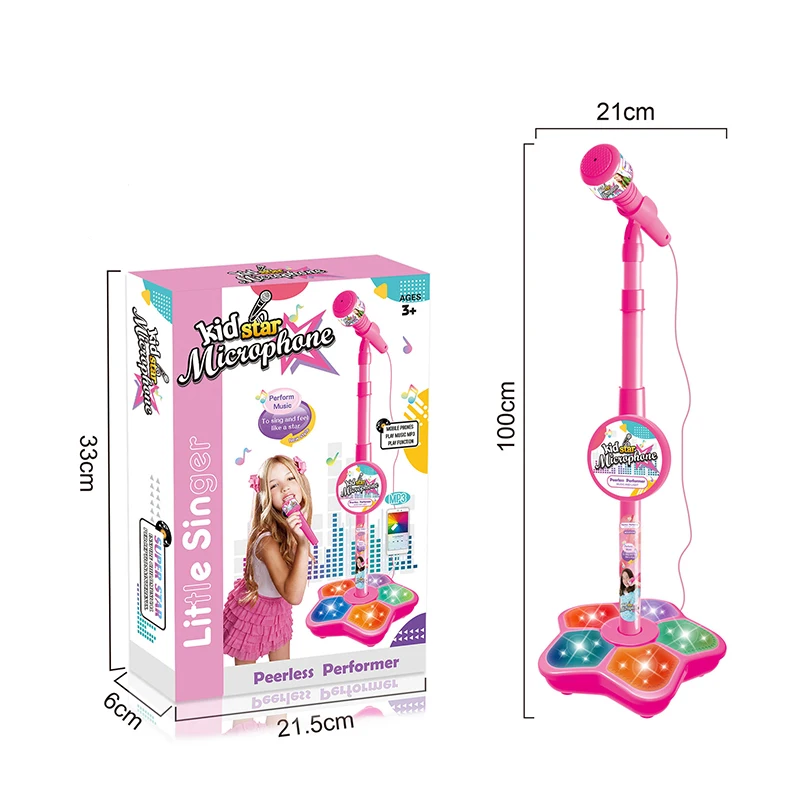 Kids Microphone with Stand Karaoke Mic Speaker with Lights Music Instrument Toys Singing Machine Birthday Gift for Girl Boy 6