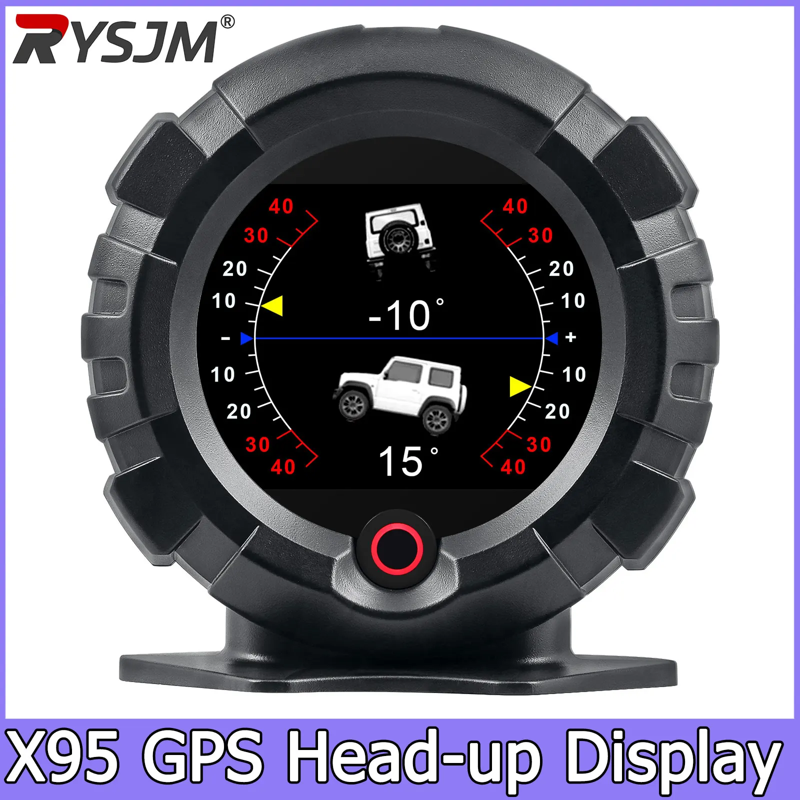 RYSJM X95 GPS Head Up Display Car Speedometer Inclinometer MPH/KMH