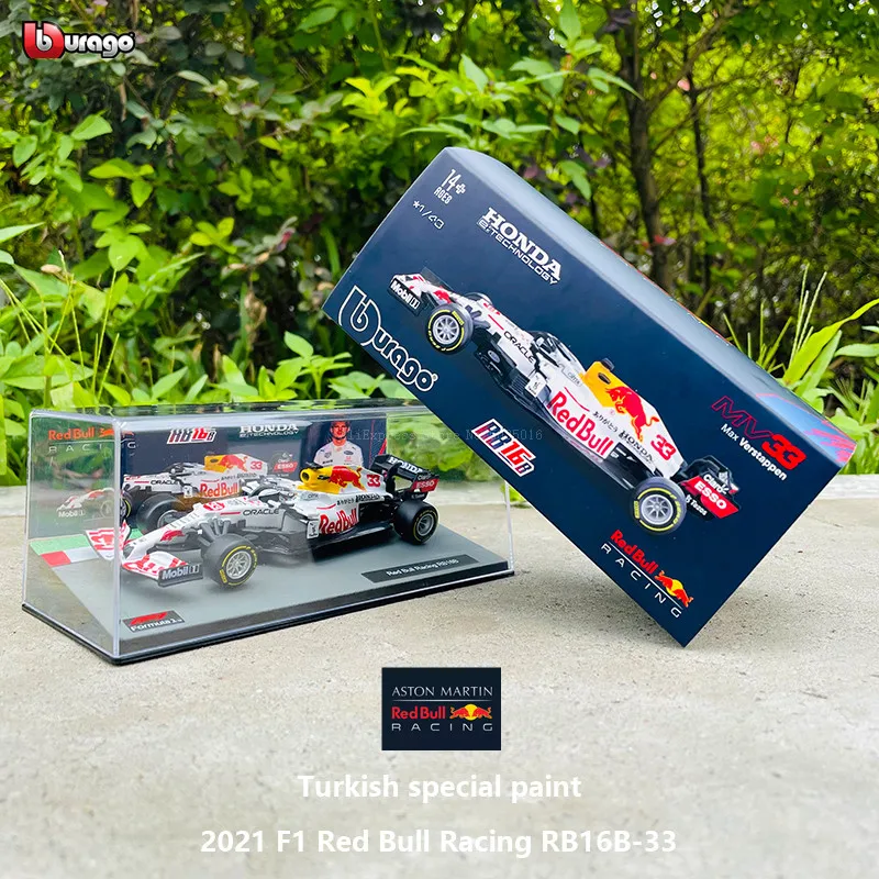 Bburago 1:43 2021 F1 Red Bull Racing RB16B 33# Max Verstappen Turkey Special Livery Racing Die Cast Model Alloy Car Toy