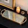 Golden Mirror Glass Tray Decorative Branch Storage Trays Dressing Table Jewelry Necklace Display Plate Cosmetics Organizer 3