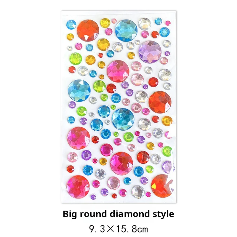 Pegatinas de gemas de colores, pegatinas de cristal acrílico, pegatinas decorativas tridimensionales de bricolaje para niñas, pegatinas de diamantes para niños
