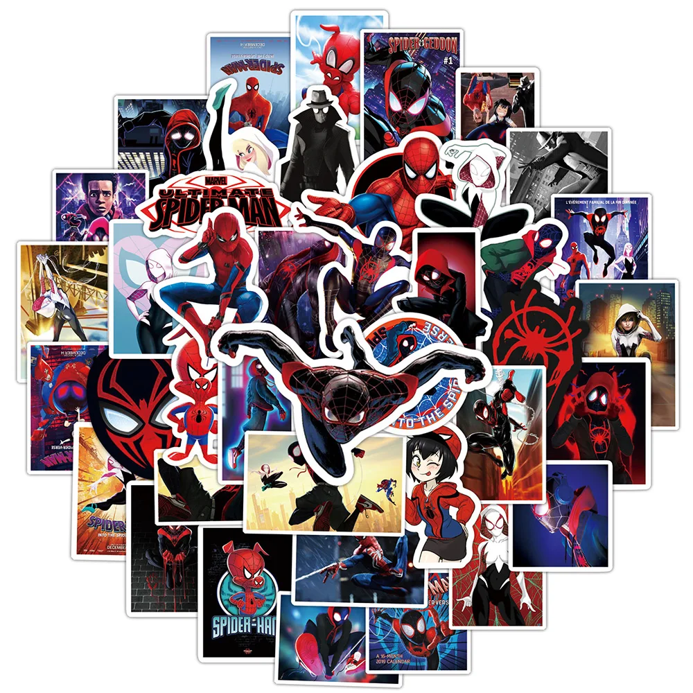 10/30/52pcs Disney Marvel Spider-Man：Into the Spider-Verse Stickers Anime Cartoon Decal Kids Toy Waterproof Cool Sticker Packs