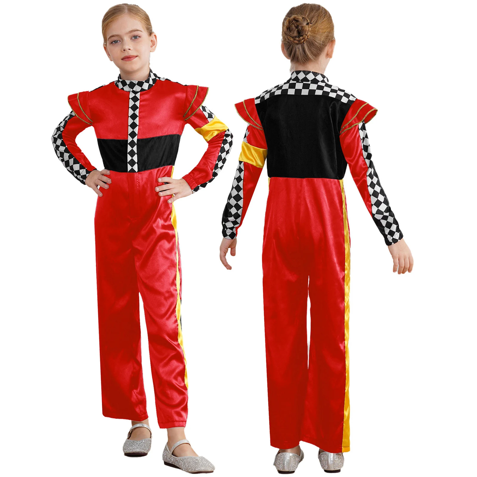 thumbnail image 1 of Disfraz de corredor Unisex para niños y niñas, traje de Cosplay con estampado de tablero de ajedrez, disfraz de Halloween, trajes de rol de corredor, 1 of 5