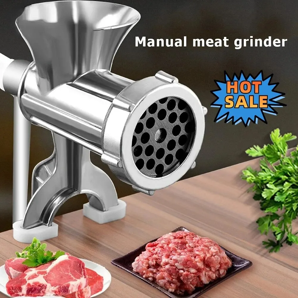 1PC Manual Meat Grinder Silver Aluminum Alloy Powerful Home Sausage Vegetable Chopper Pepper Kitchen Appliances meat grinder