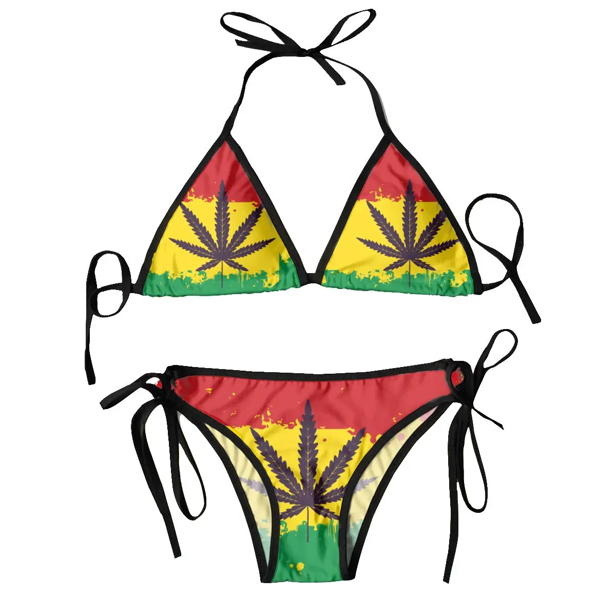 

Sexy Bikini 2023 Leaf Of Rasta Flag Swimsuit Women Swimwear Bikini Set Bathing Suit Beach Wear