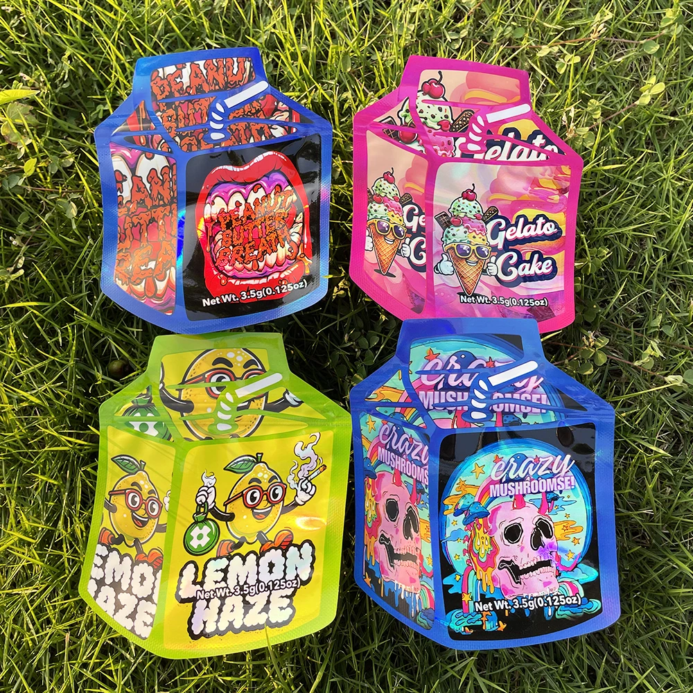30Pcs Smell Proof Mylar Pouch Seal Food Zipper Bags Resealable Irregular Shape Cartoon Zushi Pouches Spice Powder Storage Bag