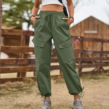 Two Piece Pants Set For Women Casual Street Slacks With Loose Straps Loose Drawstring Cargo Trousers American Grunge High Street 2